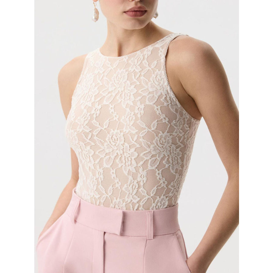 Lace Round Neck Tank Apparel and Accessories