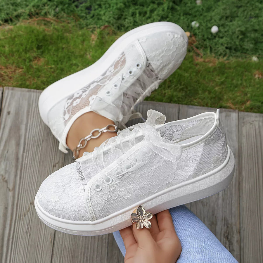 Lace Round Toe Sneakers Apparel and Accessories