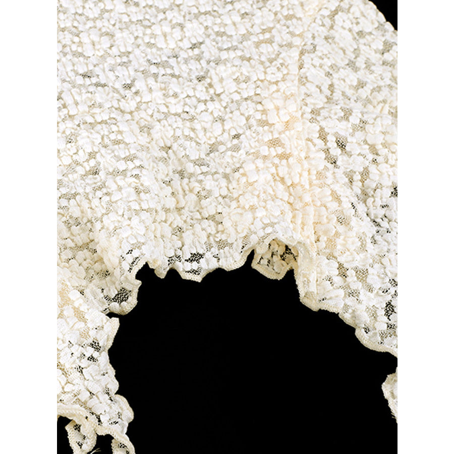 Lace Ruffle Trim Tie-Front Cami Apparel and Accessories