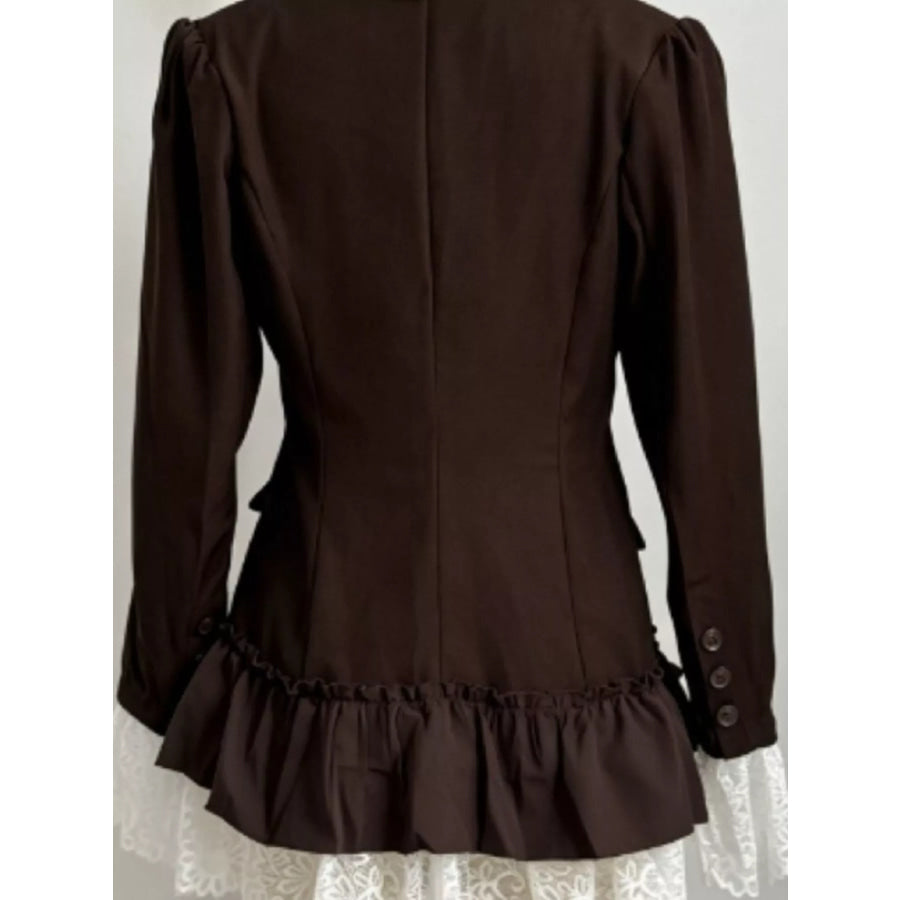 Lace Ruffled Hem Blazer Dress Apparel and Accessories
