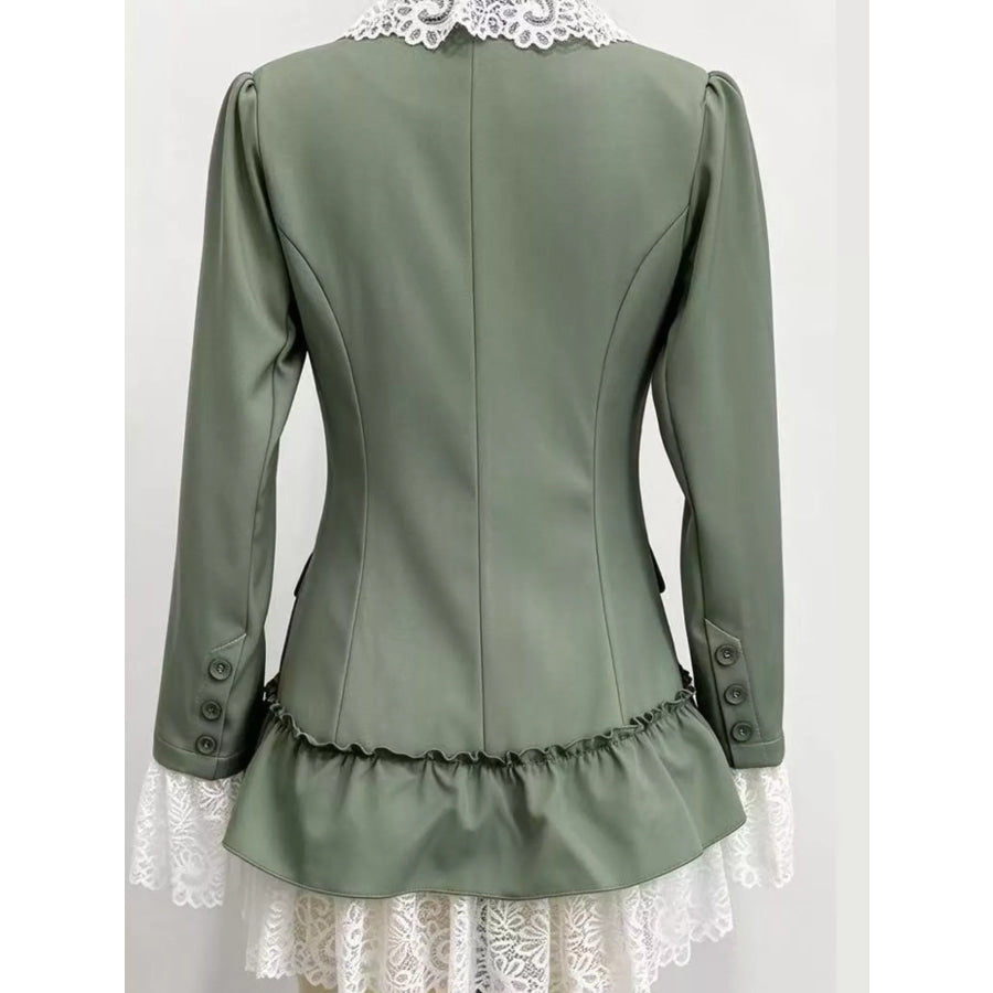 Lace Ruffled Hem Blazer Dress Apparel and Accessories