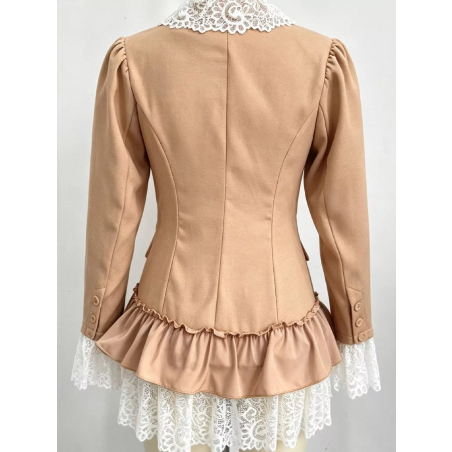 Lace Ruffled Hem Blazer Dress Apparel and Accessories