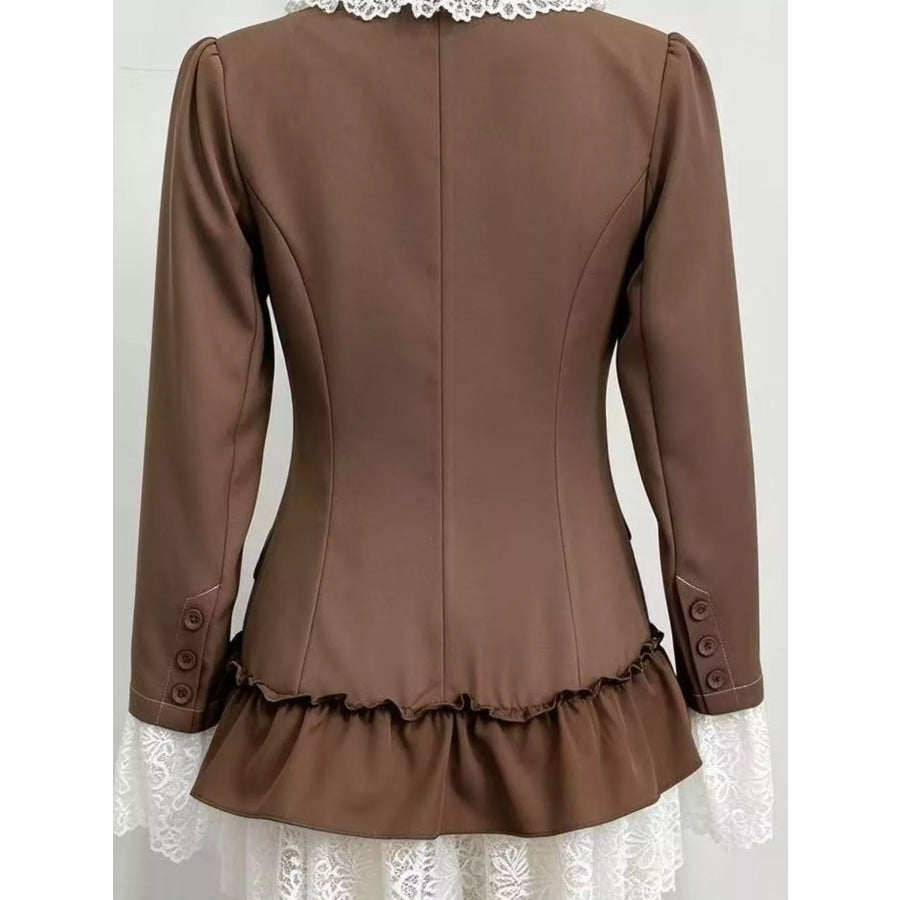 Lace Ruffled Hem Blazer Dress Apparel and Accessories