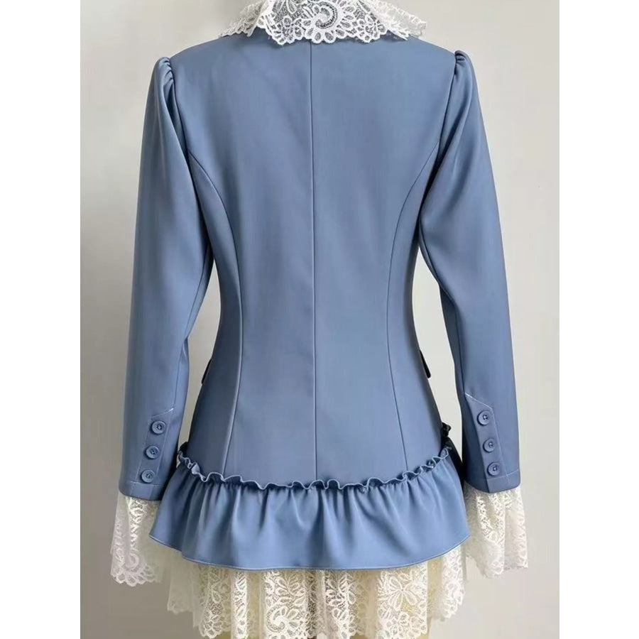 Lace Ruffled Hem Blazer Dress Apparel and Accessories