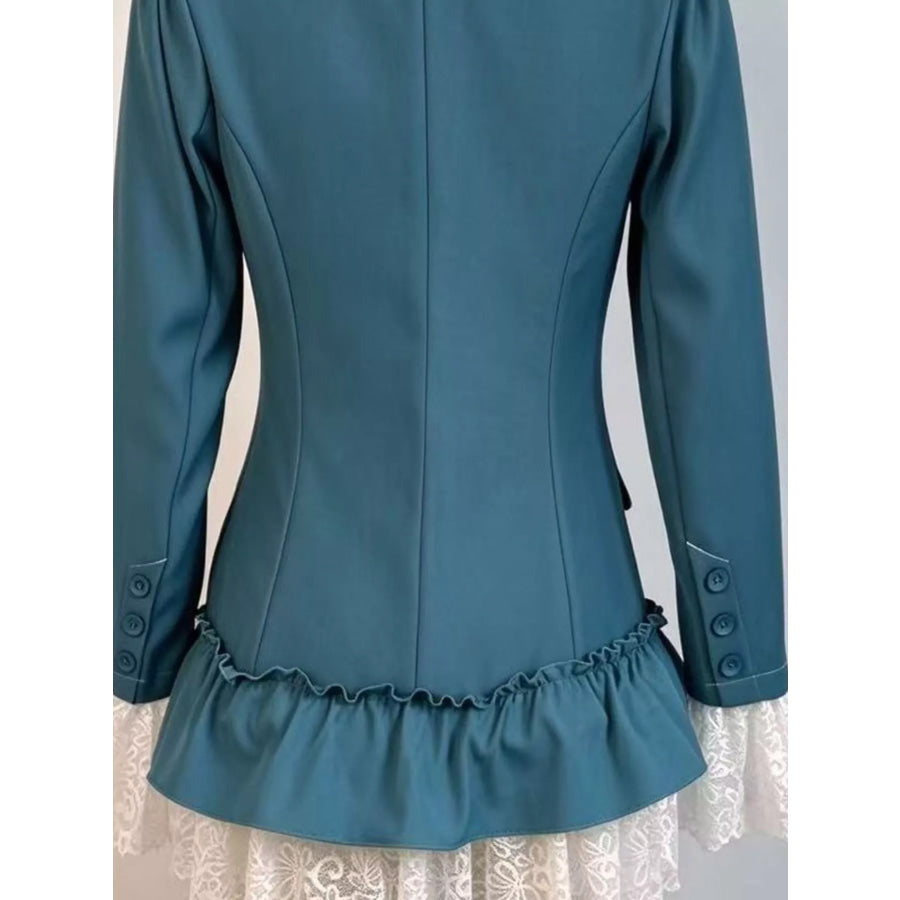 Lace Ruffled Hem Blazer Dress Apparel and Accessories