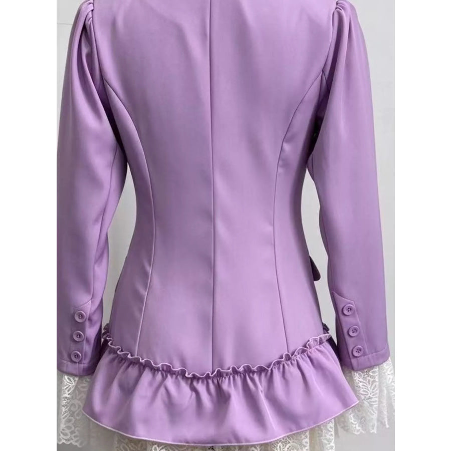 Lace Ruffled Hem Blazer Dress Apparel and Accessories