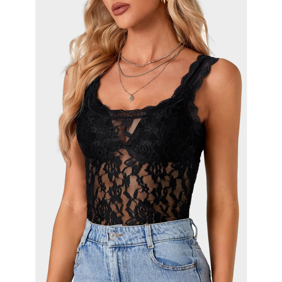 Lace Scoop Neck Tank Apparel and Accessories