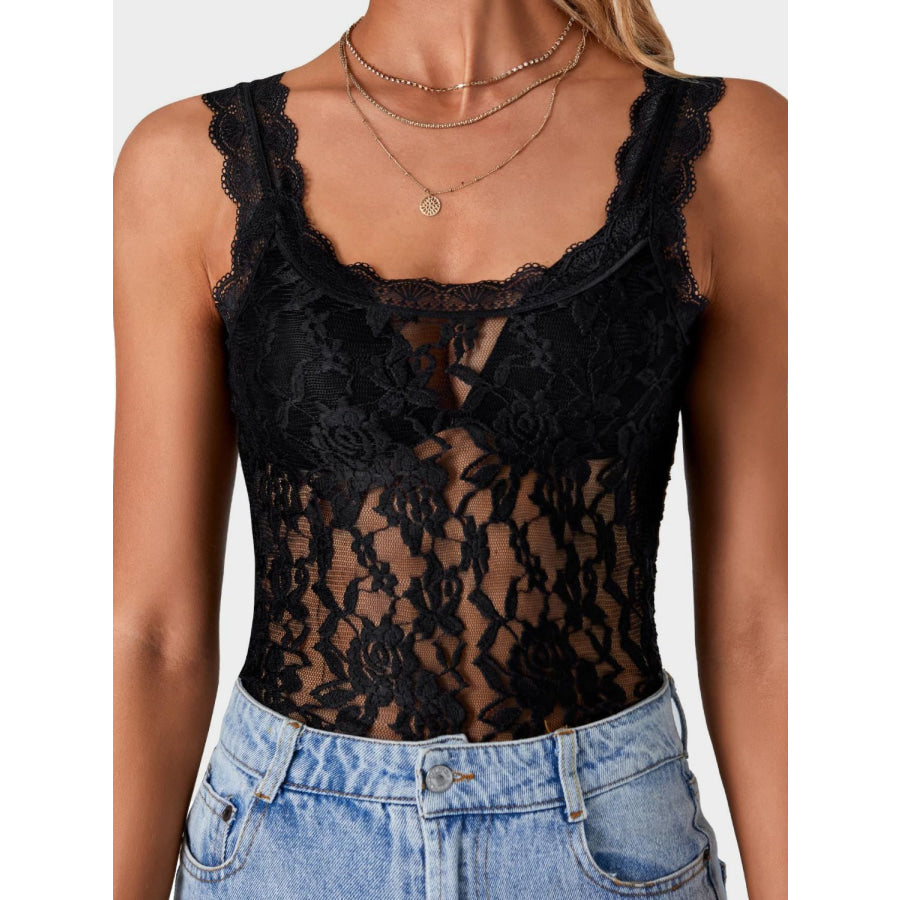 Lace Scoop Neck Tank Apparel and Accessories