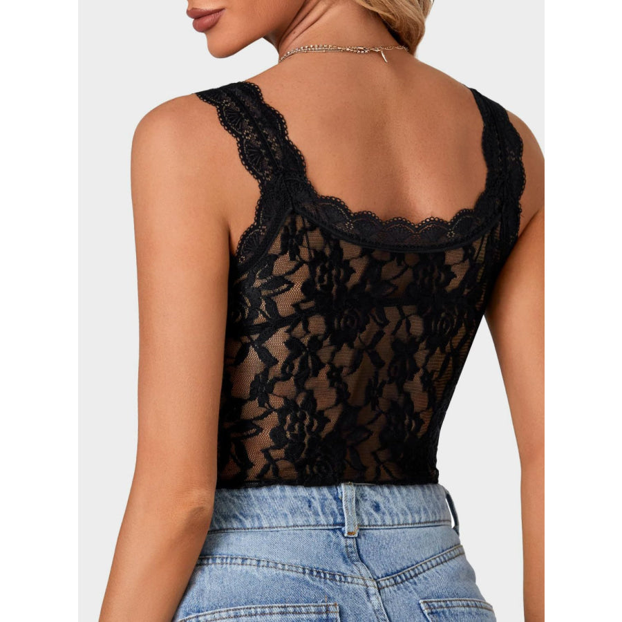 Lace Scoop Neck Tank Apparel and Accessories