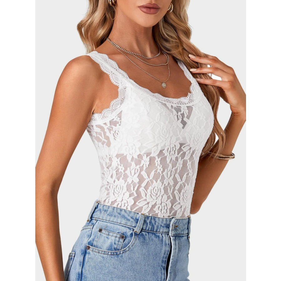 Lace Scoop Neck Tank Apparel and Accessories