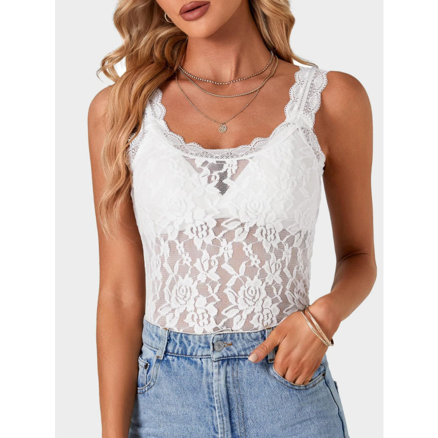 Lace Scoop Neck Tank Apparel and Accessories