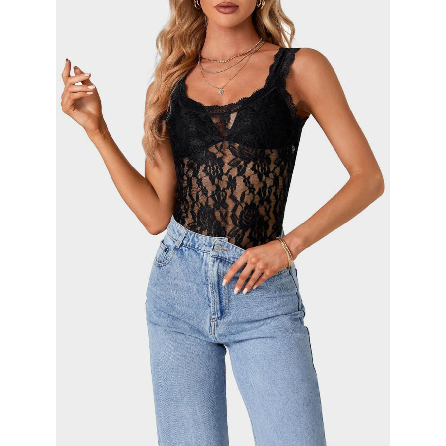 Lace Scoop Neck Tank Apparel and Accessories