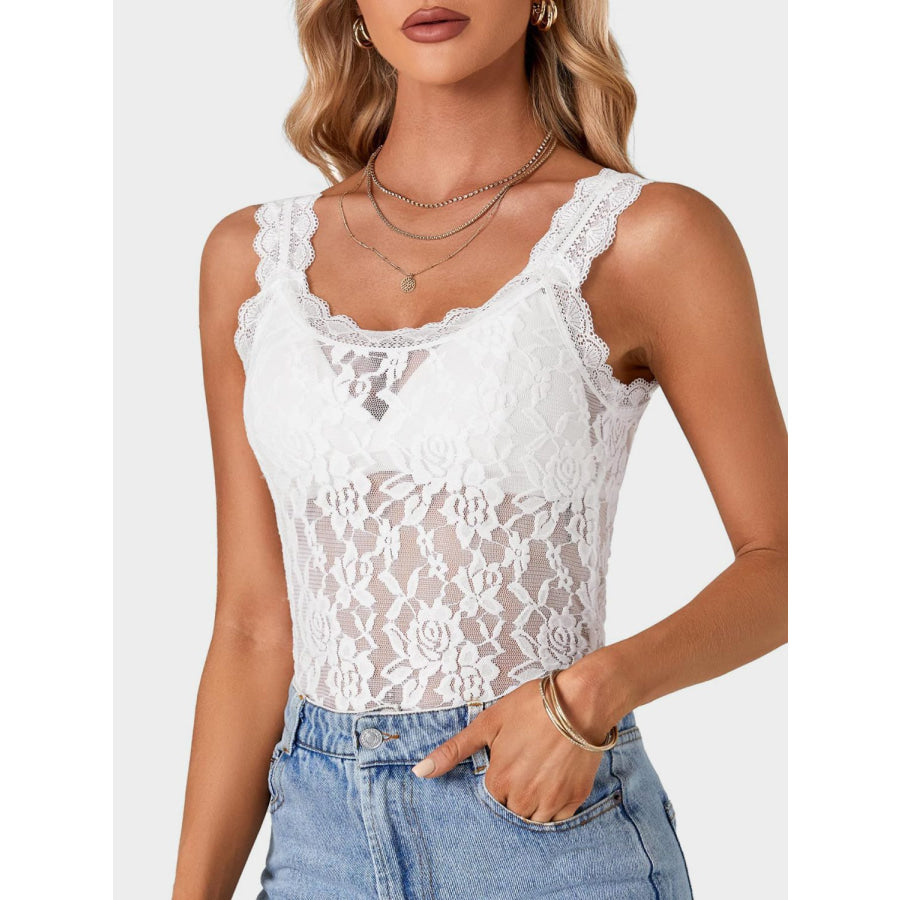 Lace Scoop Neck Tank Apparel and Accessories