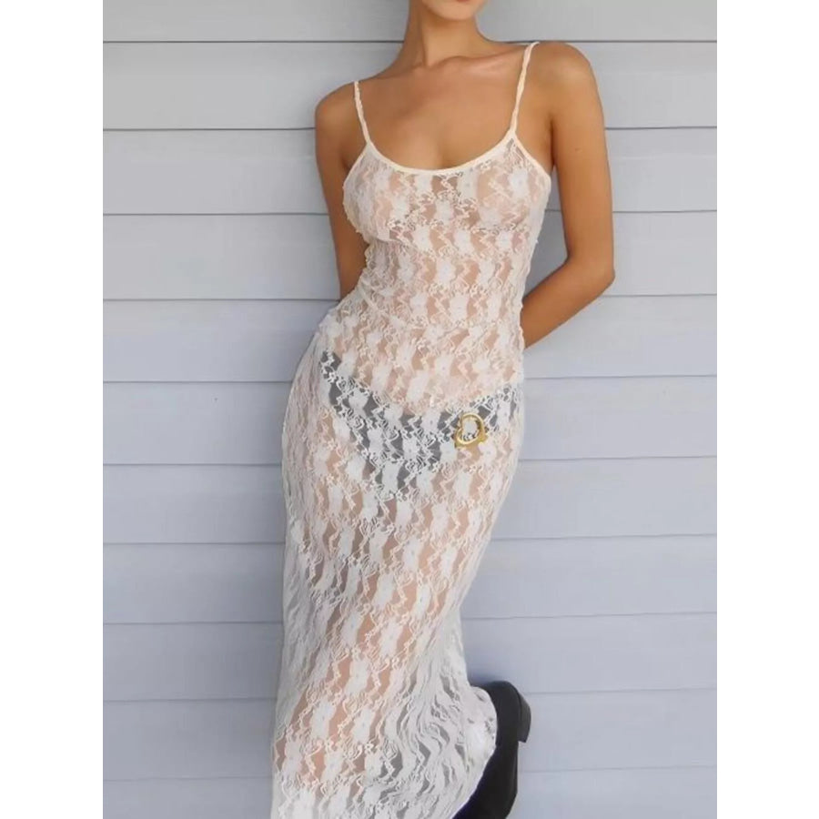 Lace Sheer Cami Dress Gray/white / S Apparel and Accessories