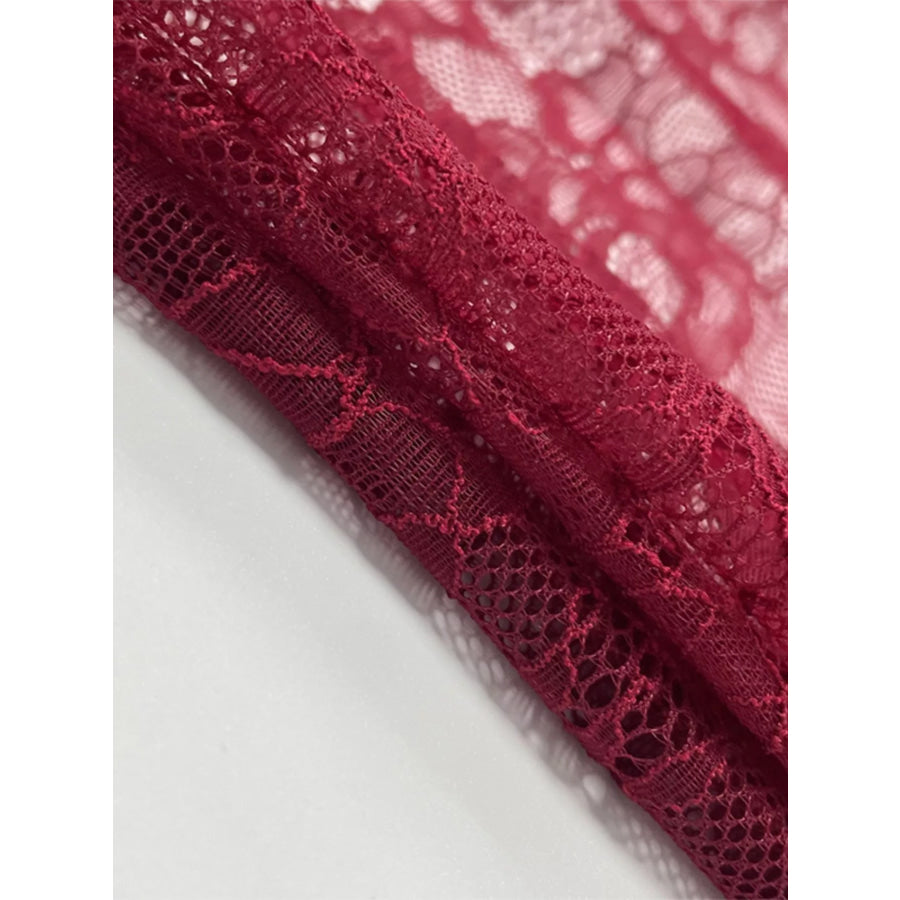 Lace Sheer Mock Neck Long Sleeve Maxi Dress Apparel and Accessories