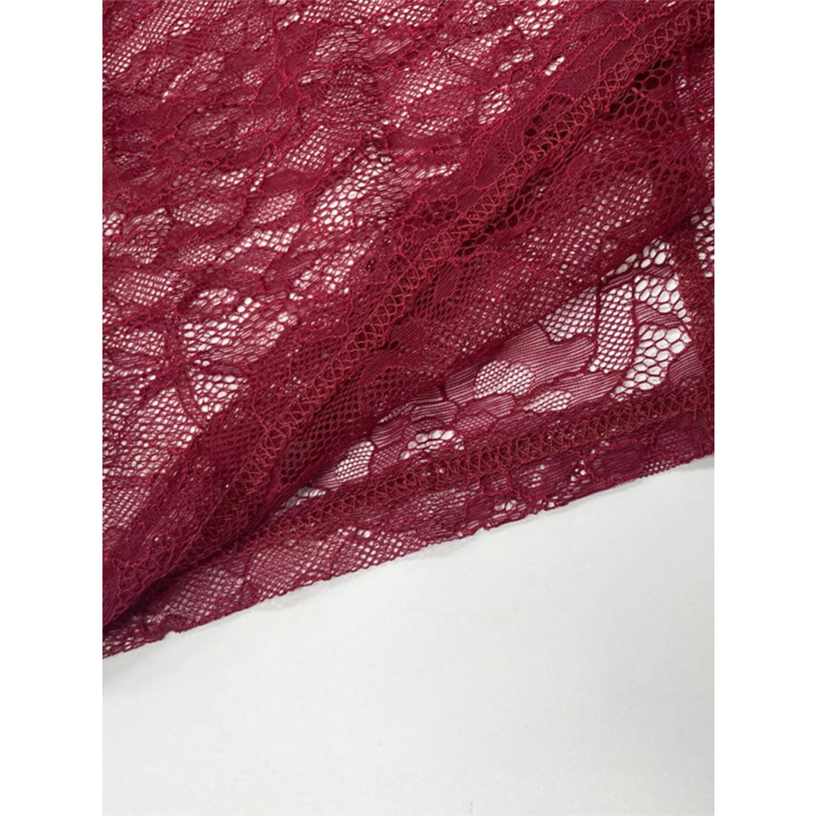 Lace Sheer Mock Neck Long Sleeve Maxi Dress Apparel and Accessories