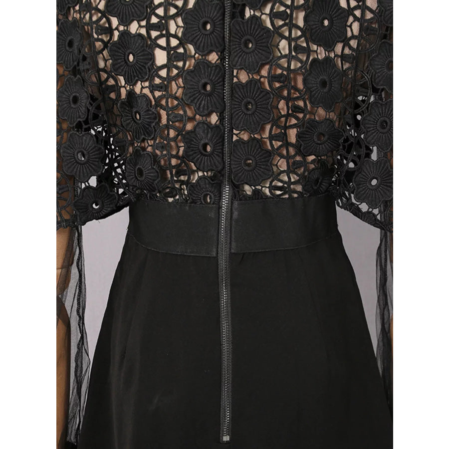 Lace Sheer Sleeve Mini Dress Apparel and Accessories