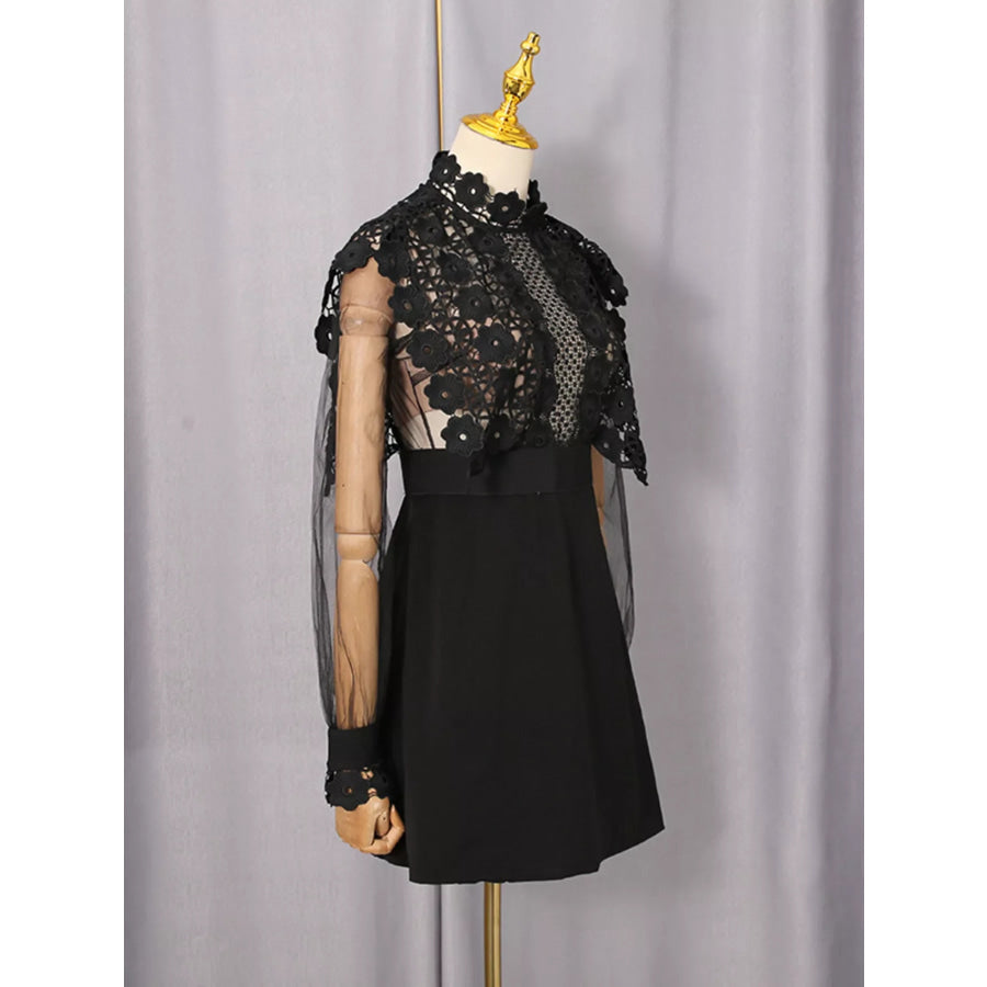 Lace Sheer Sleeve Mini Dress Apparel and Accessories