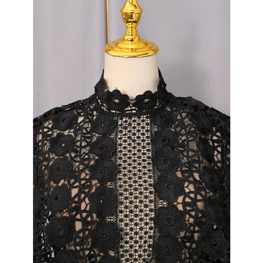 Lace Sheer Sleeve Mini Dress Apparel and Accessories