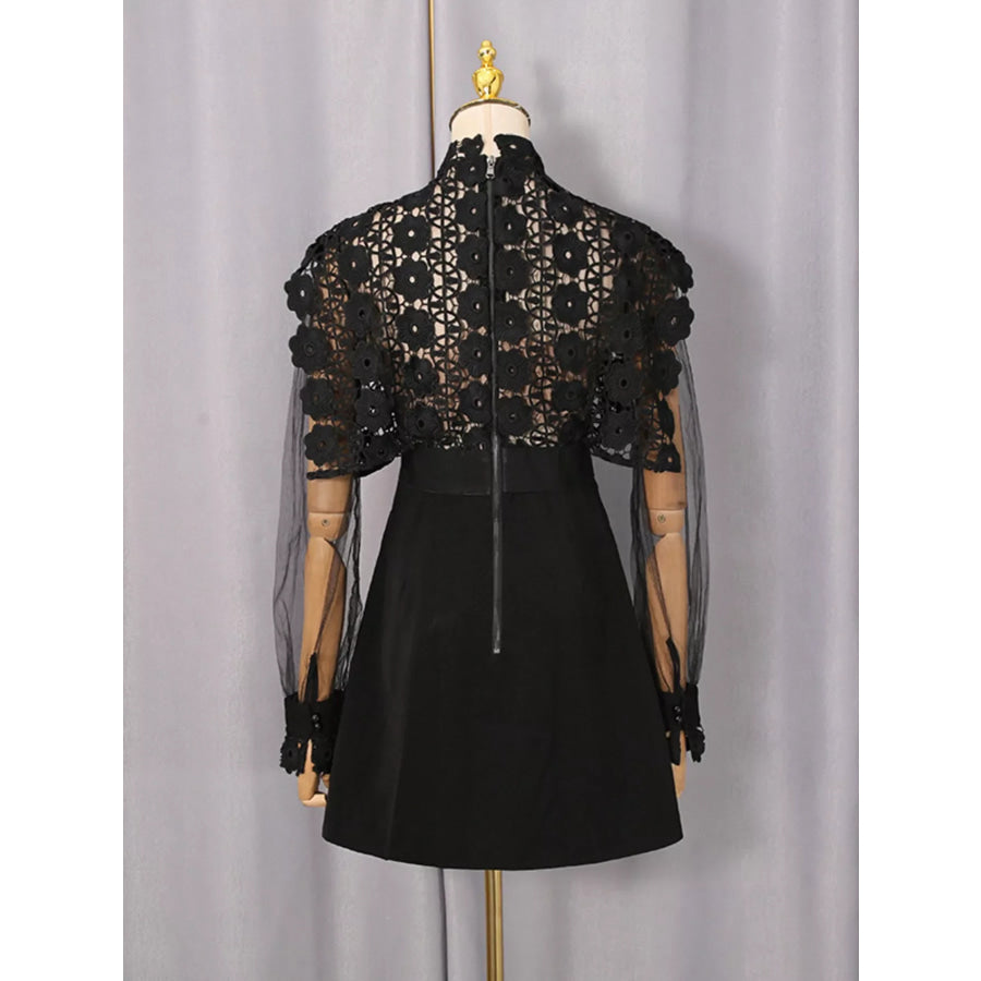 Lace Sheer Sleeve Mini Dress Apparel and Accessories