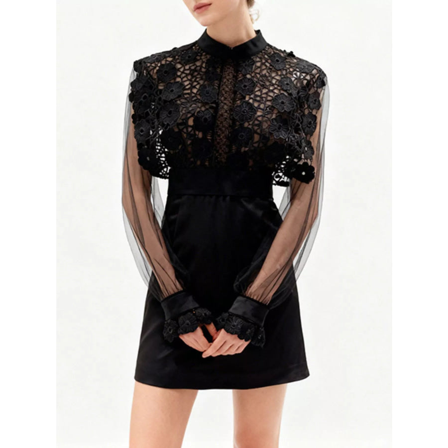 Lace Sheer Sleeve Mini Dress Apparel and Accessories