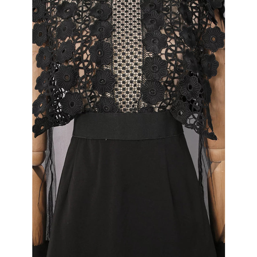 Lace Sheer Sleeve Mini Dress Apparel and Accessories
