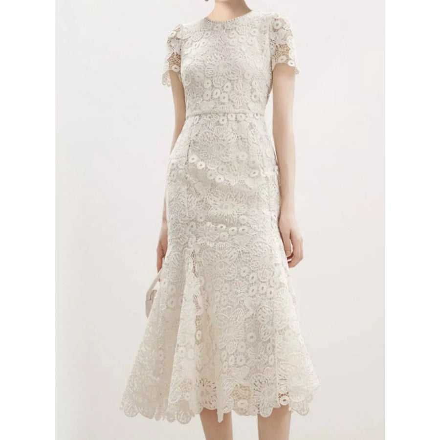 Lace Short Sleeve Mermaid Dress Apparel and Accessories