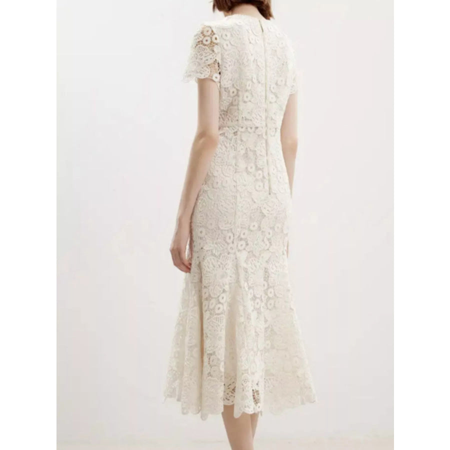Lace Short Sleeve Mermaid Dress Apparel and Accessories
