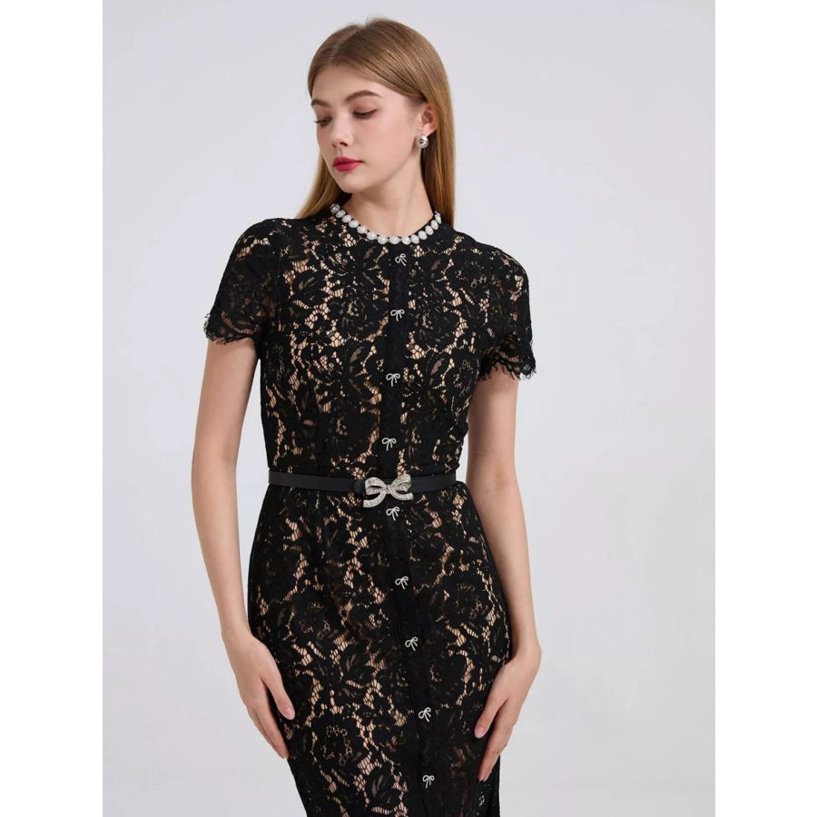 Lace Short Sleeve Mermaid Dress Apparel and Accessories