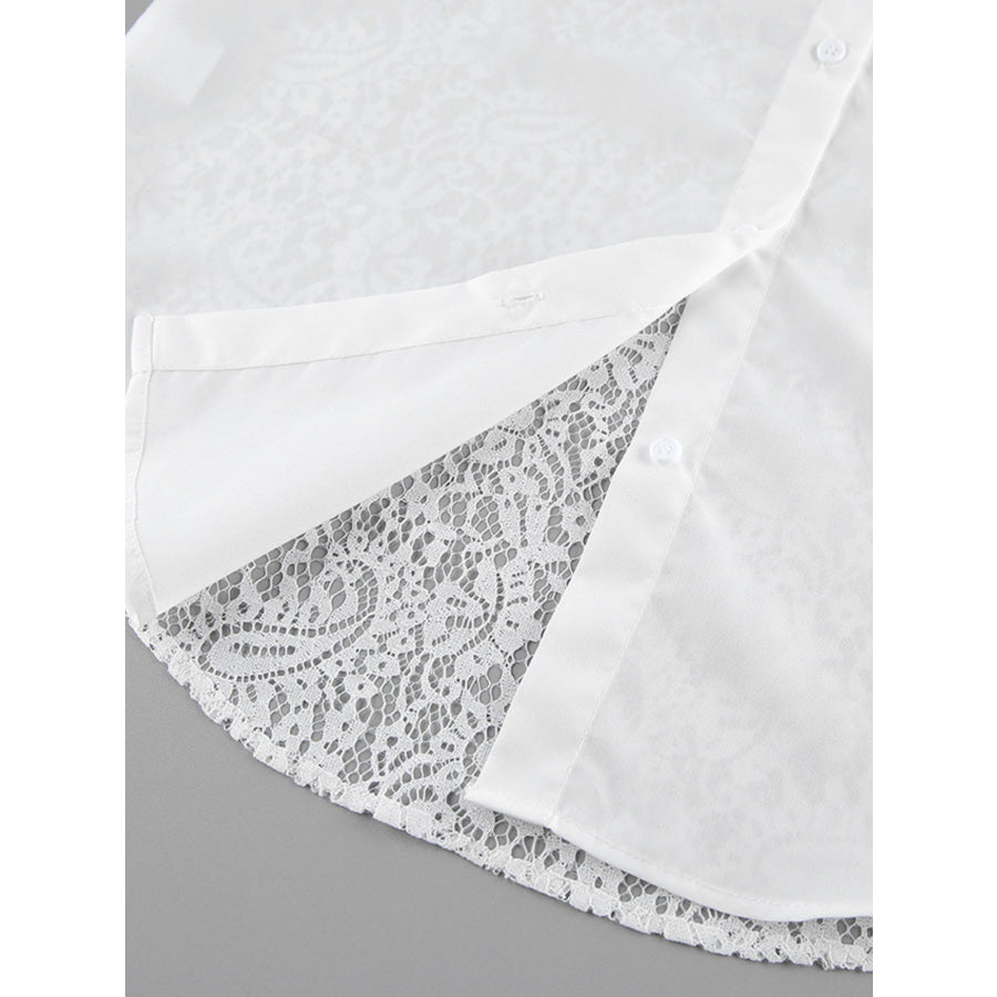 Lace Sleeve Button-Down Shirt Apparel and Accessories