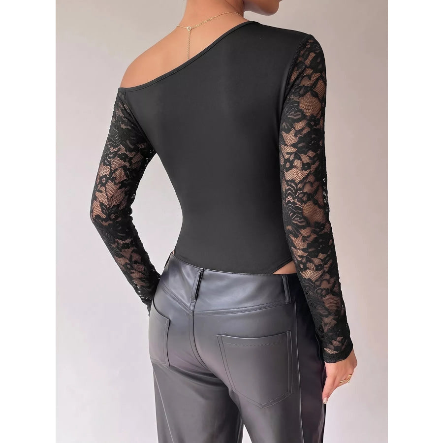 Lace Sleeve Slim-Fit Bodysuit Apparel and Accessories