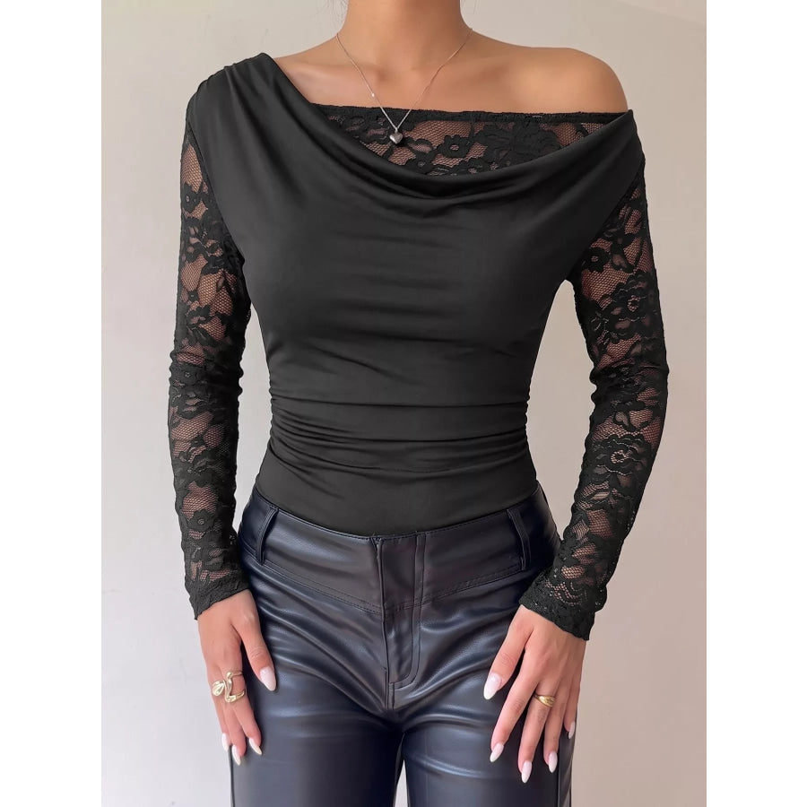 Lace Sleeve Slim-Fit Bodysuit Apparel and Accessories