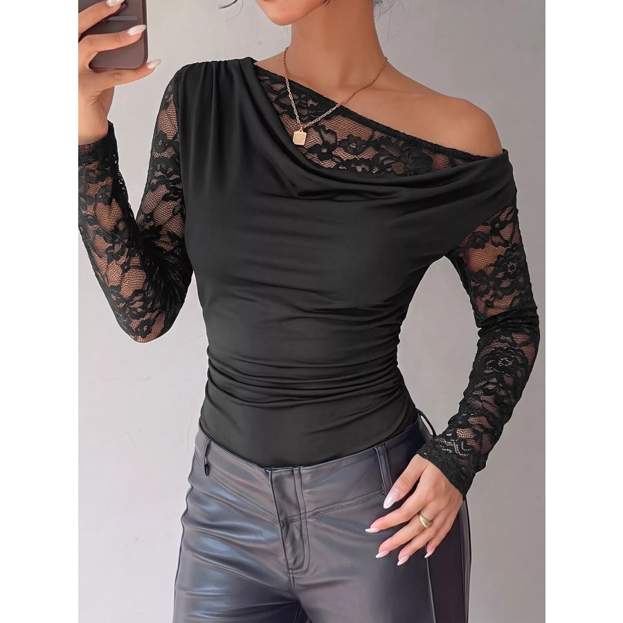 Lace Sleeve Slim-Fit Bodysuit Apparel and Accessories