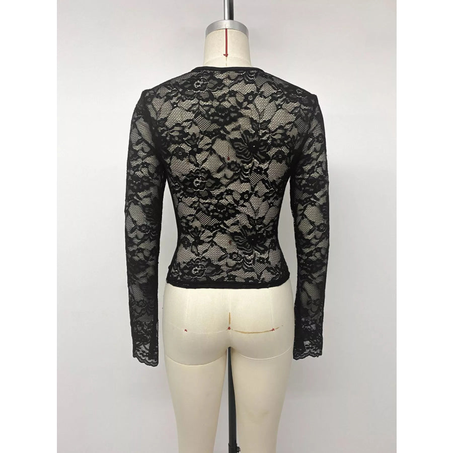 Lace Sleeve Square Neck Top Apparel and Accessories