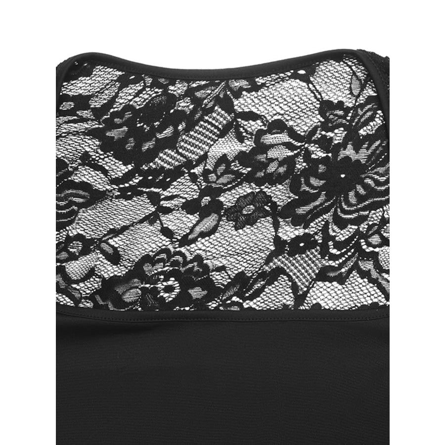 Lace Sleeve Square Neck Top Apparel and Accessories
