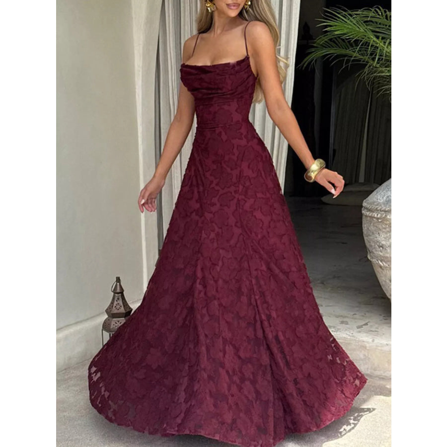 Lace Spaghetti Strap Maxi Dress Apparel and Accessories