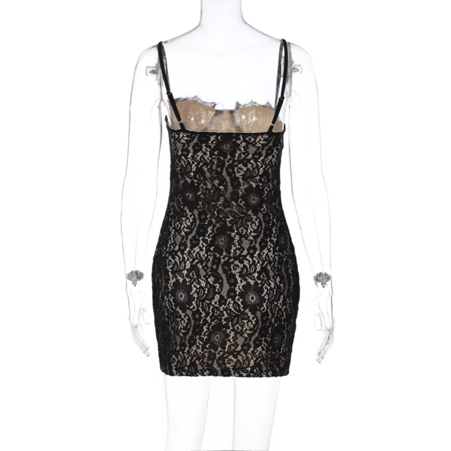 Lace Spaghetti Strap Mini Dress Apparel and Accessories