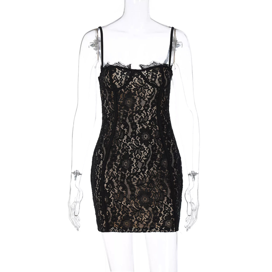 Lace Spaghetti Strap Mini Dress Apparel and Accessories