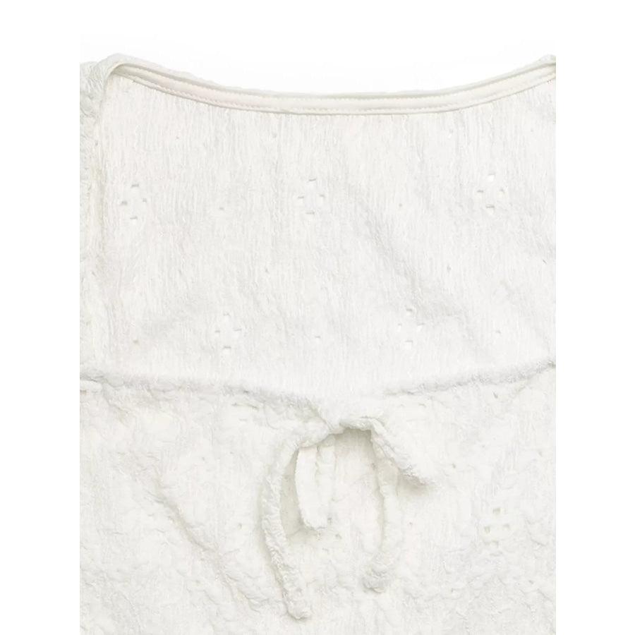 Lace Square Neck Crop T-Shirt Apparel and Accessories