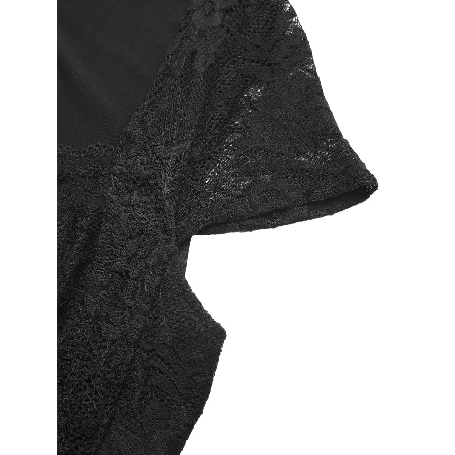 Lace Sweetheart Neck Cap Sleeve Bodysuit Apparel and Accessories