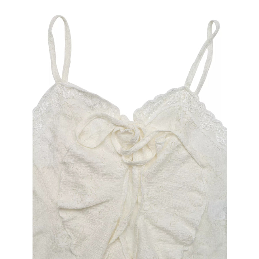 Lace Tie-Front Ruffle Hem Cami Apparel and Accessories