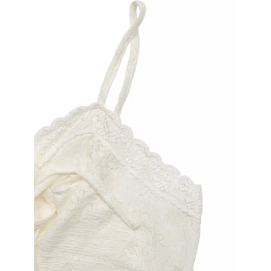Lace Tie-Front Ruffle Hem Cami Apparel and Accessories