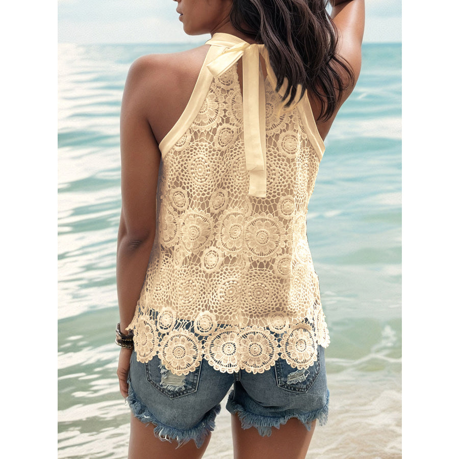 Lace Tied Mock Neck Tank Apparel and Accessories