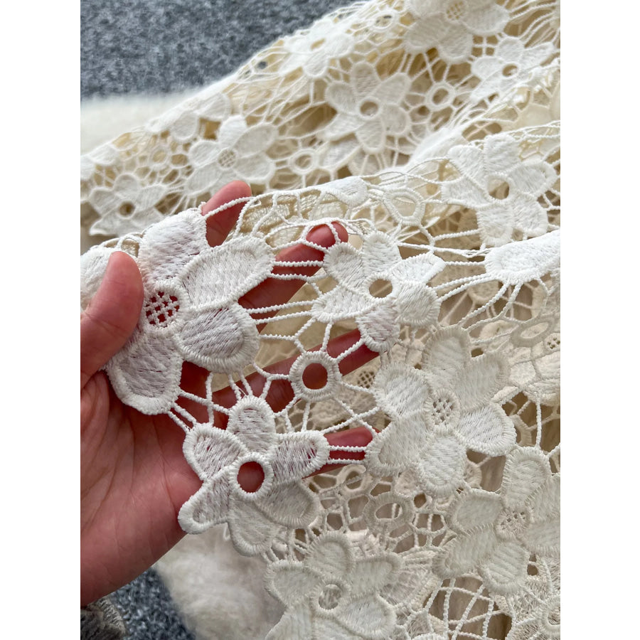 Lace Tiered Elastic Waist Skirt Apparel and Accessories