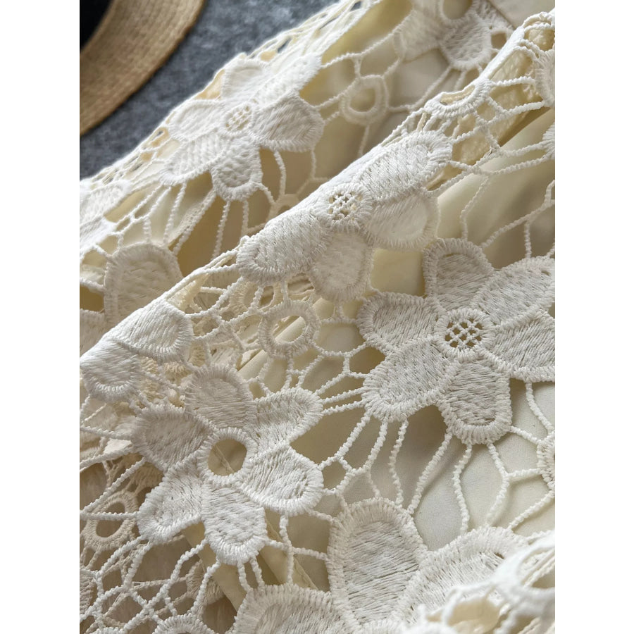 Lace Tiered Elastic Waist Skirt Apparel and Accessories