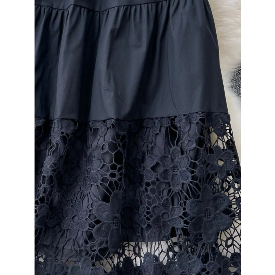 Lace Tiered Elastic Waist Skirt Apparel and Accessories