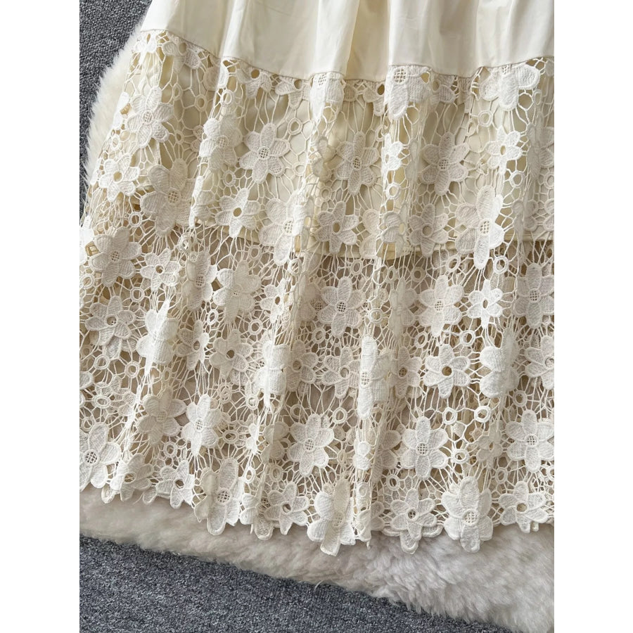 Lace Tiered Elastic Waist Skirt Apparel and Accessories