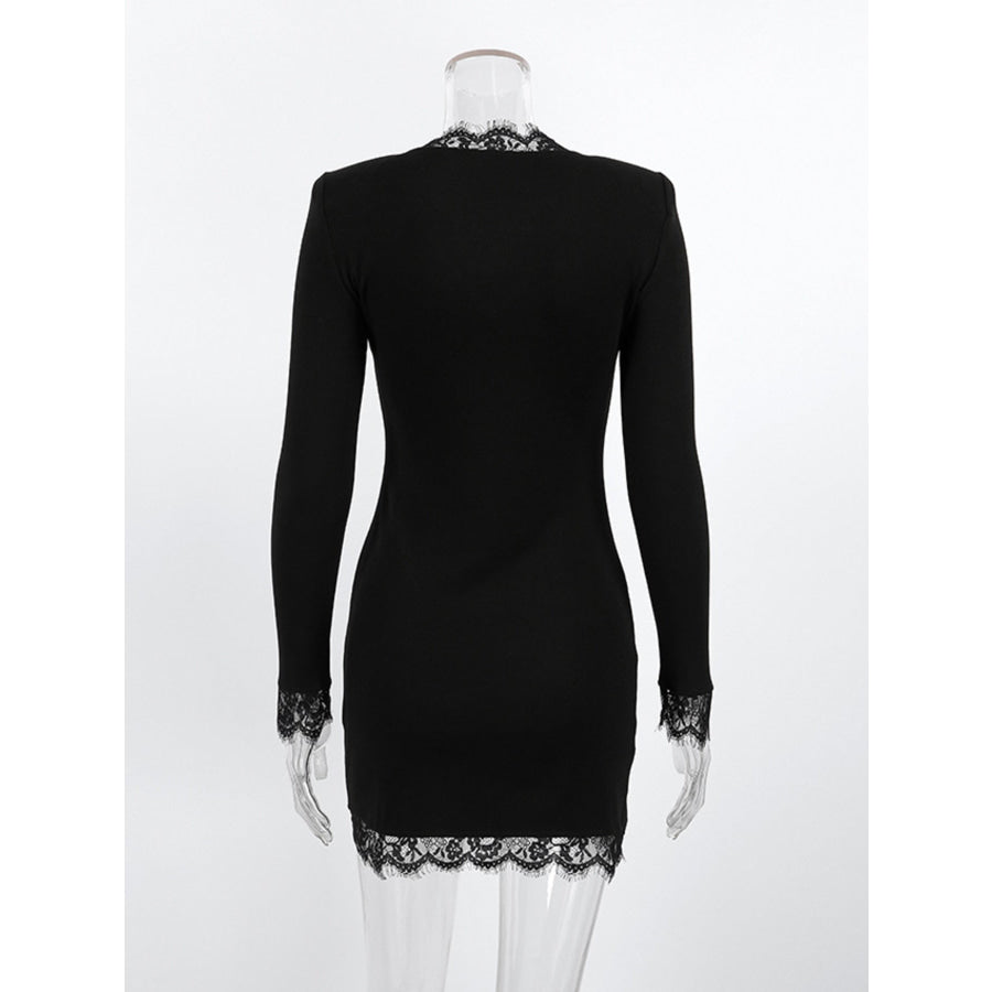 Lace Trim Bodycon Mini Dress Apparel and Accessories