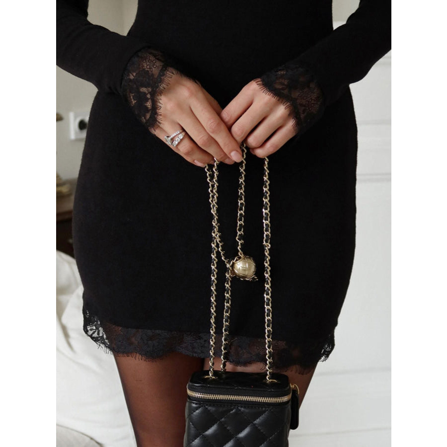 Lace Trim Bodycon Mini Dress Apparel and Accessories