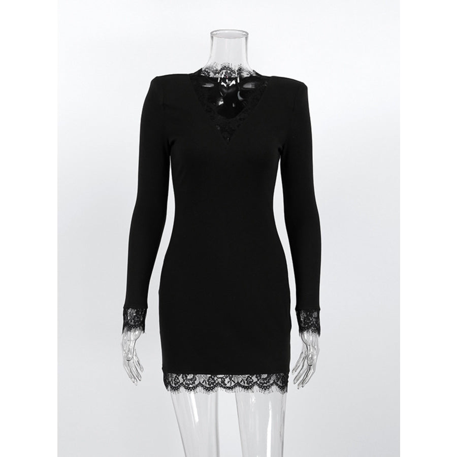Lace Trim Bodycon Mini Dress Apparel and Accessories
